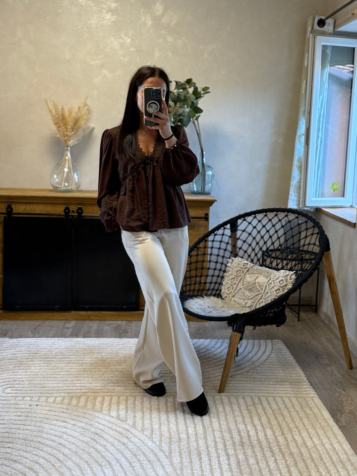 Blouse flow marron