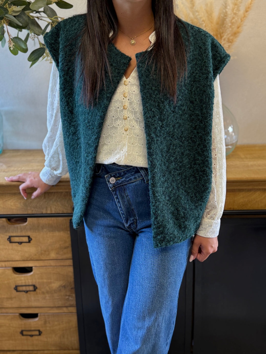 Gilet sans manches vert émeraude