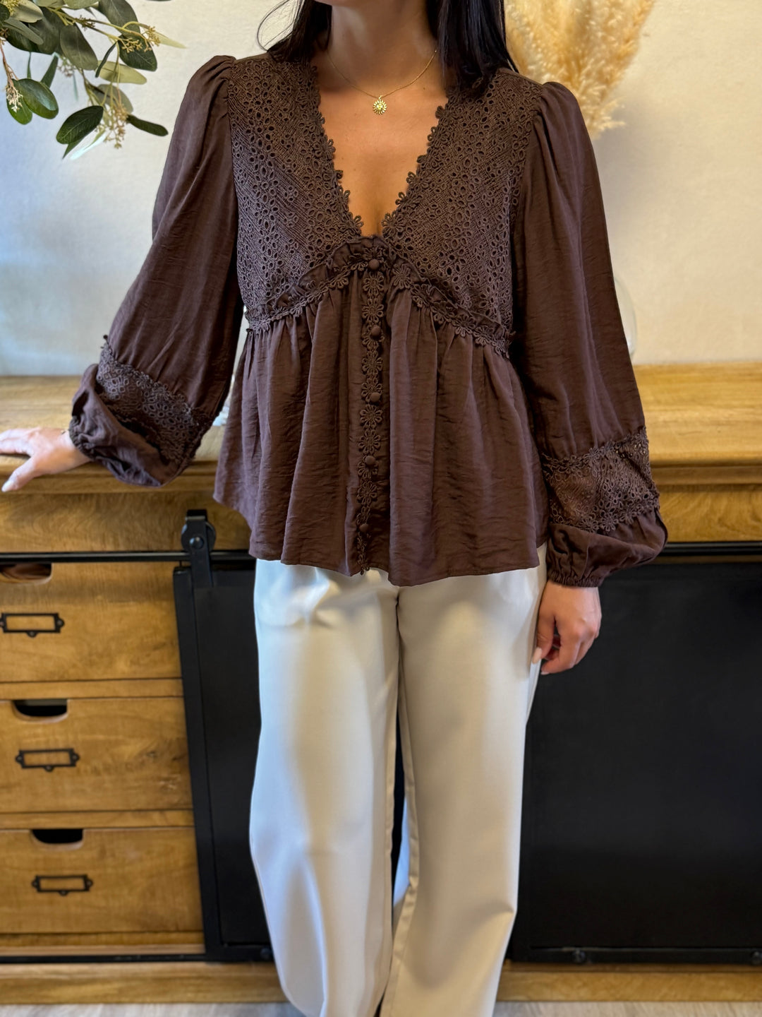 Blouse flow marron