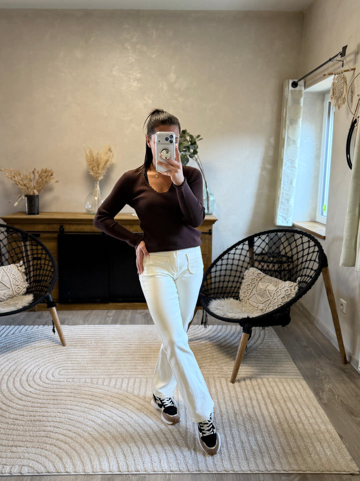 Pull fin Aragone chocolat