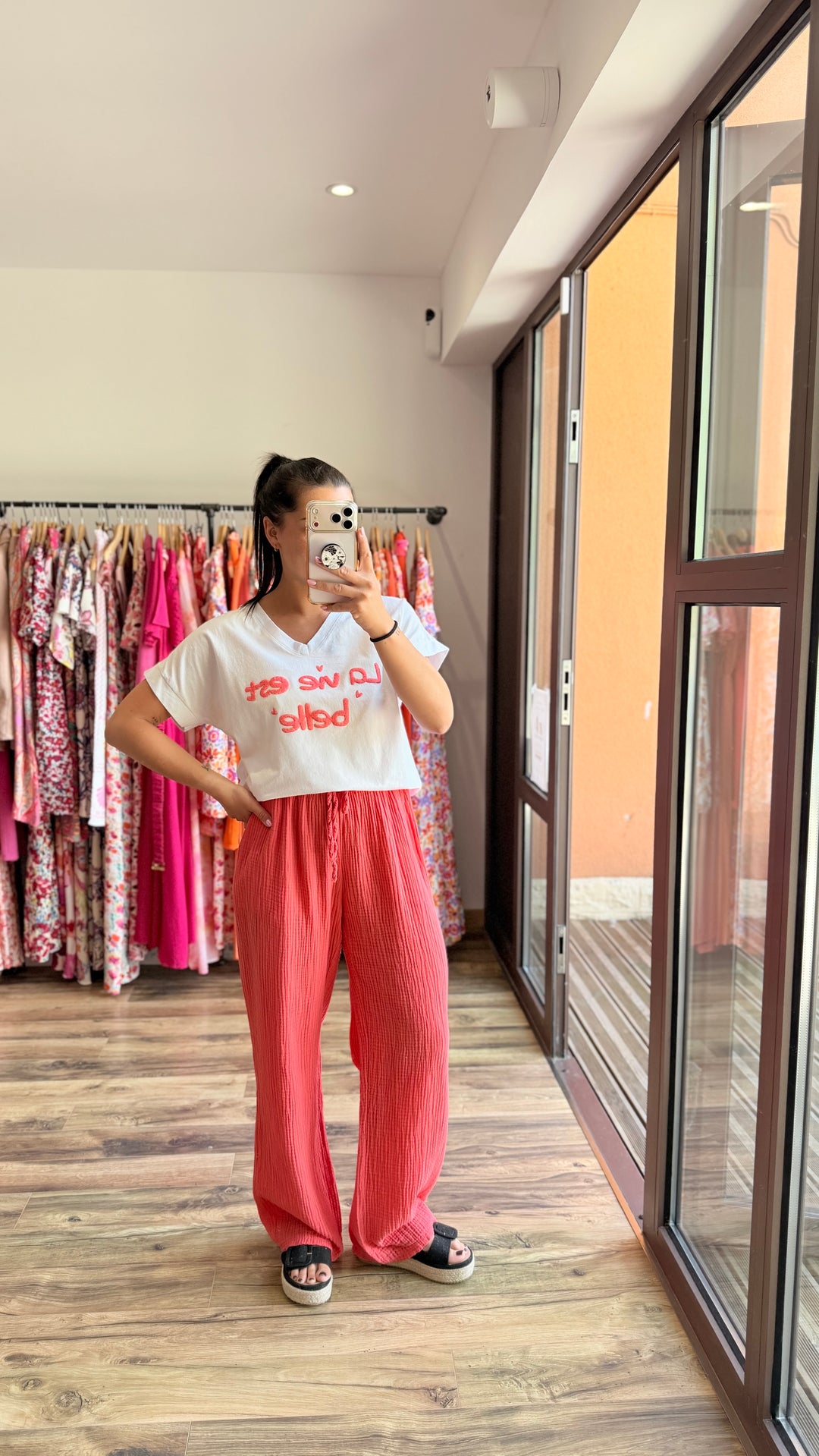 Teeshirt la vie est belle corail
