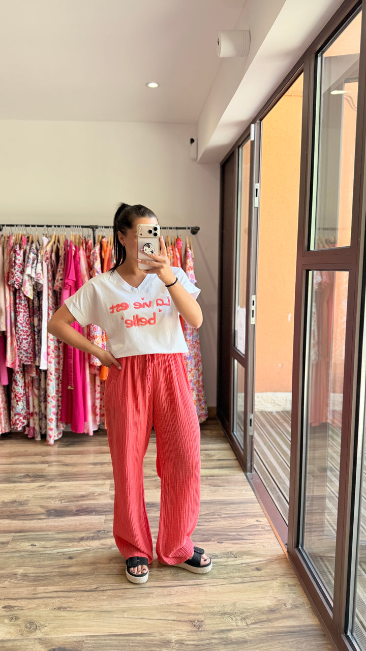 Teeshirt la vie est belle corail
