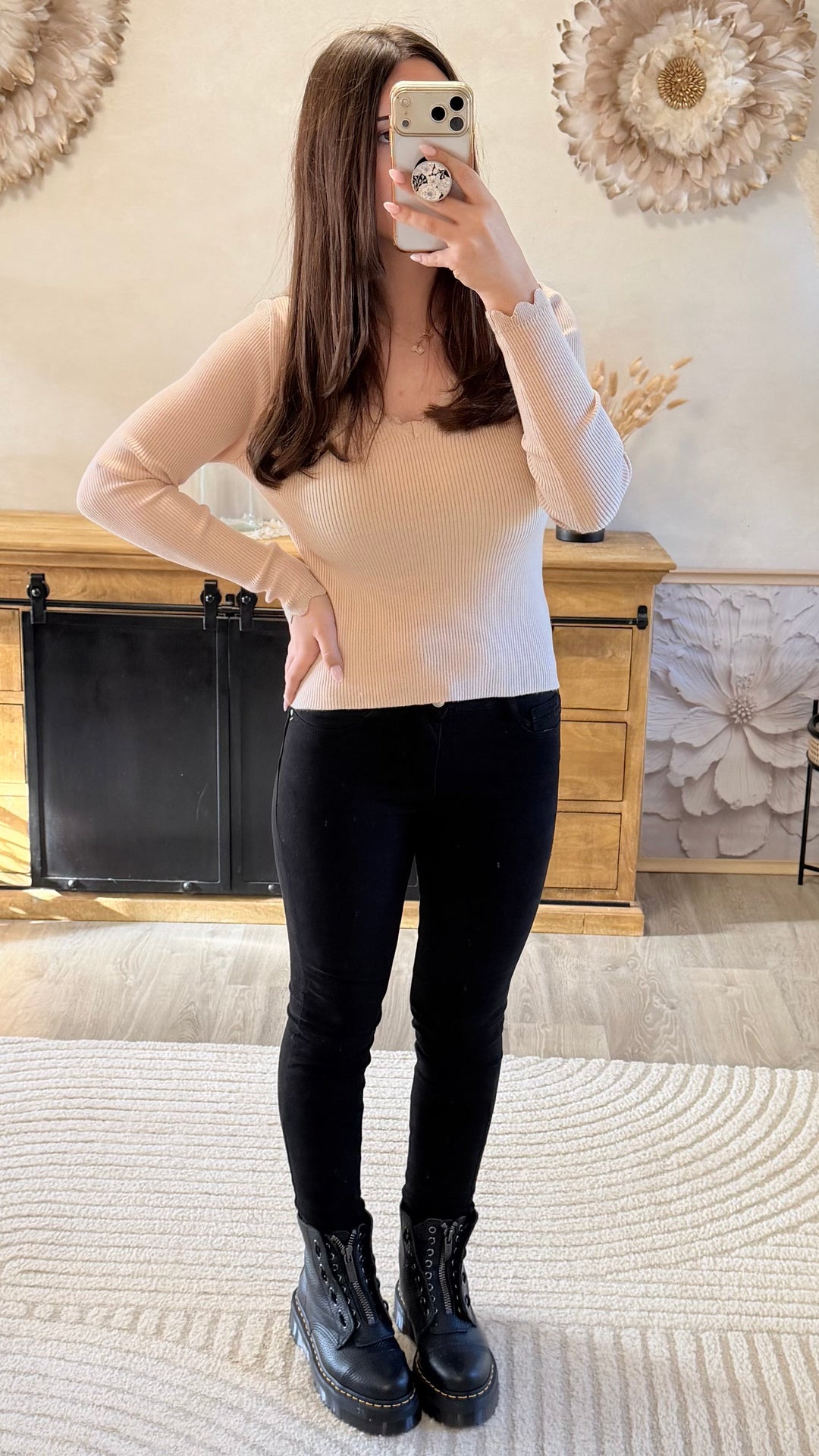 Pull fin Simah beige