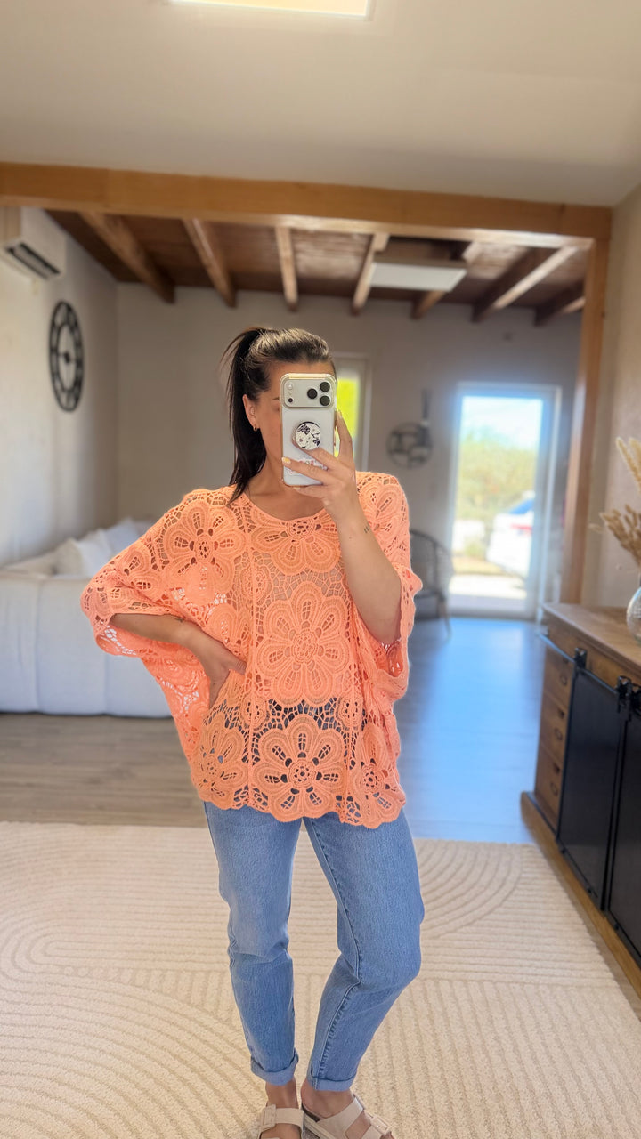 Top crochet orange