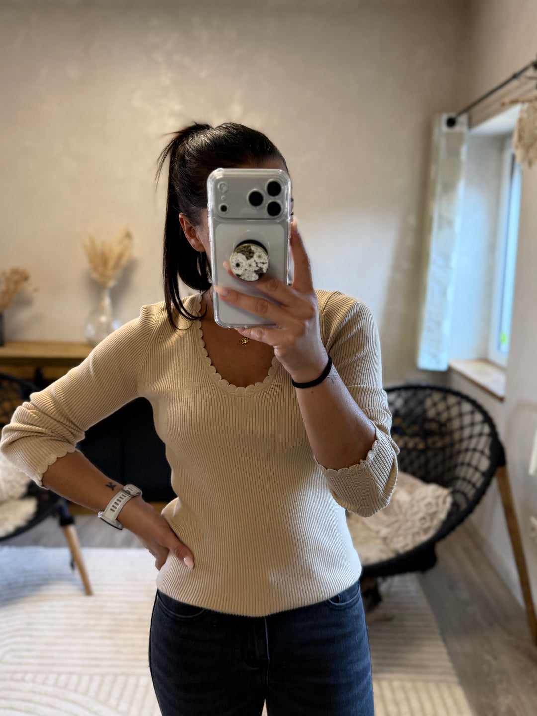 Pull fin Aragone beige