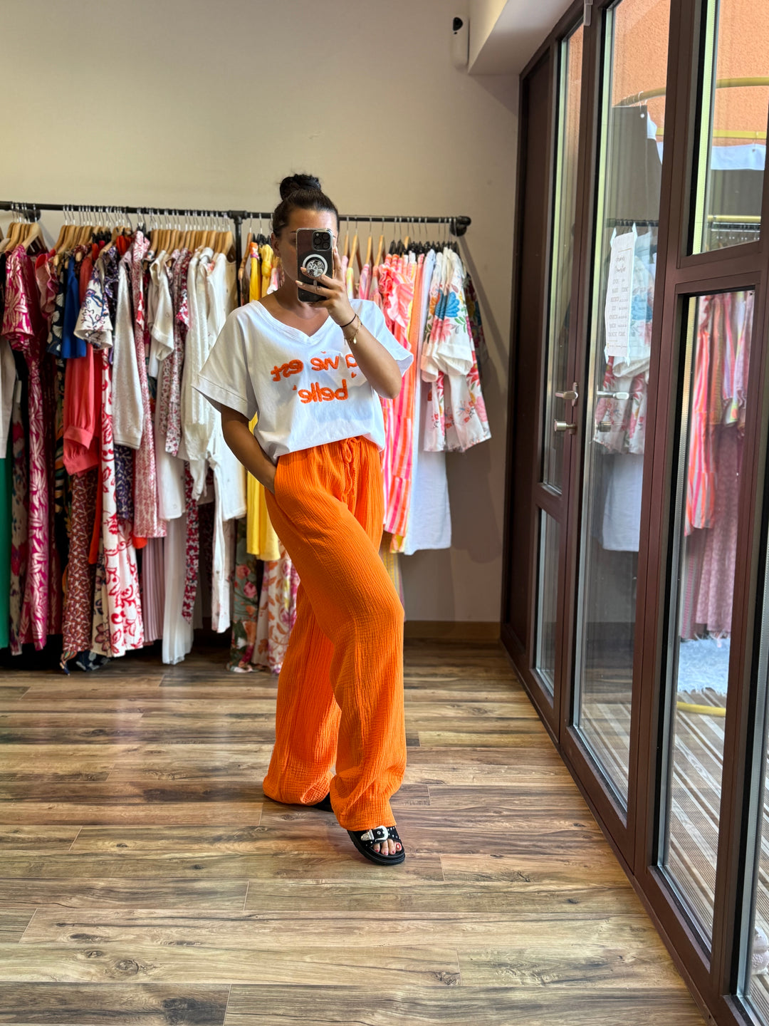 Pantalon gaze de coton orange CURVY