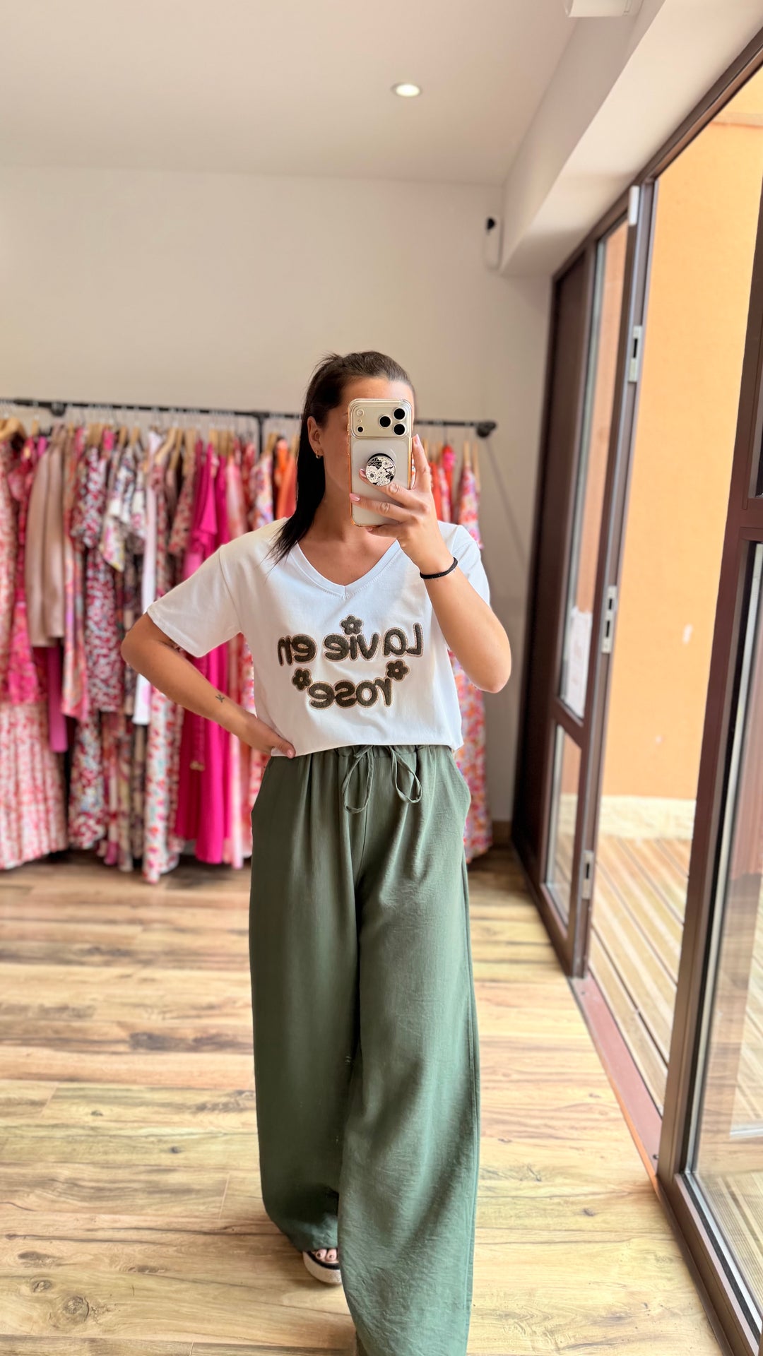 Teeshirt la vie en rose kaki CURVY