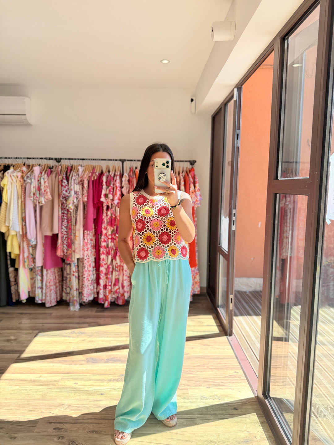 Pantalon Mopy turquoise/vert d’eau