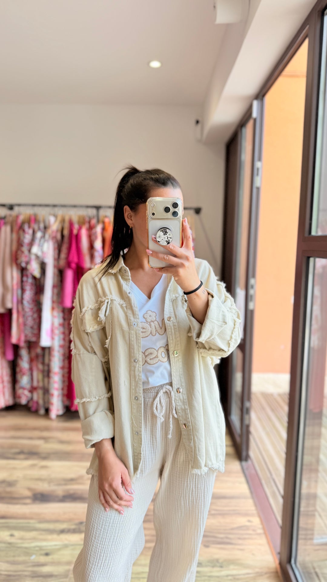 Veste jean Aloyse beige