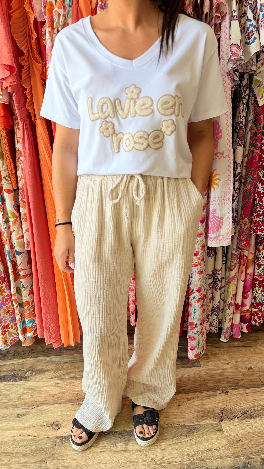 Teeshirt la vie en rose beige