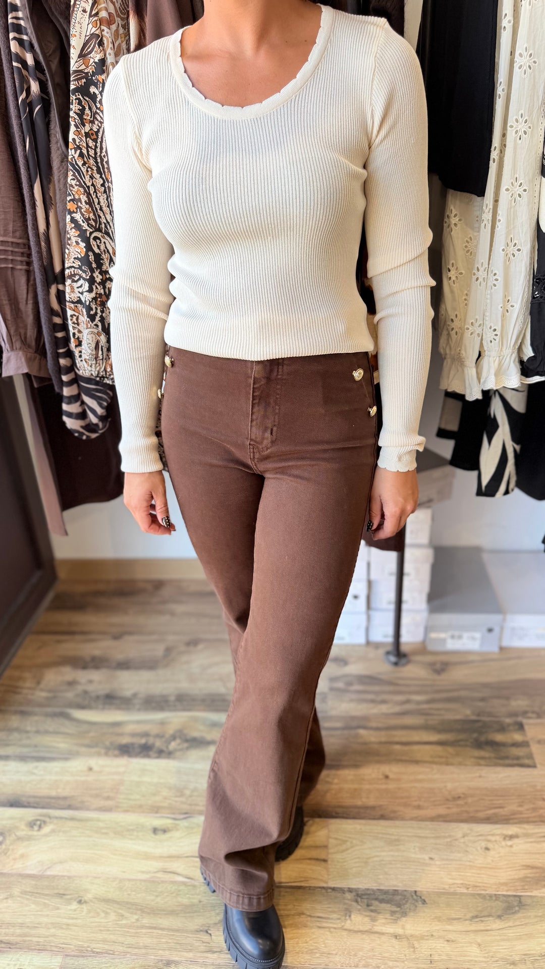 Pull fin Salomon beige