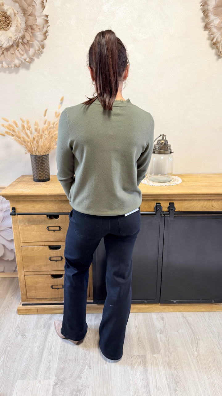 Pull fin Damon kaki