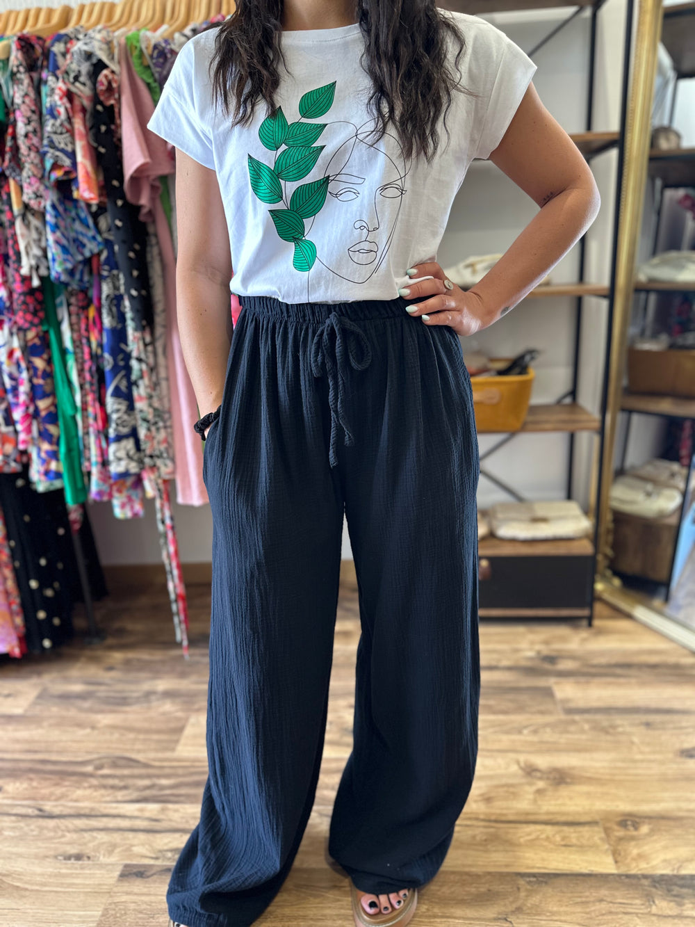 Pantalon gaze de coton noir