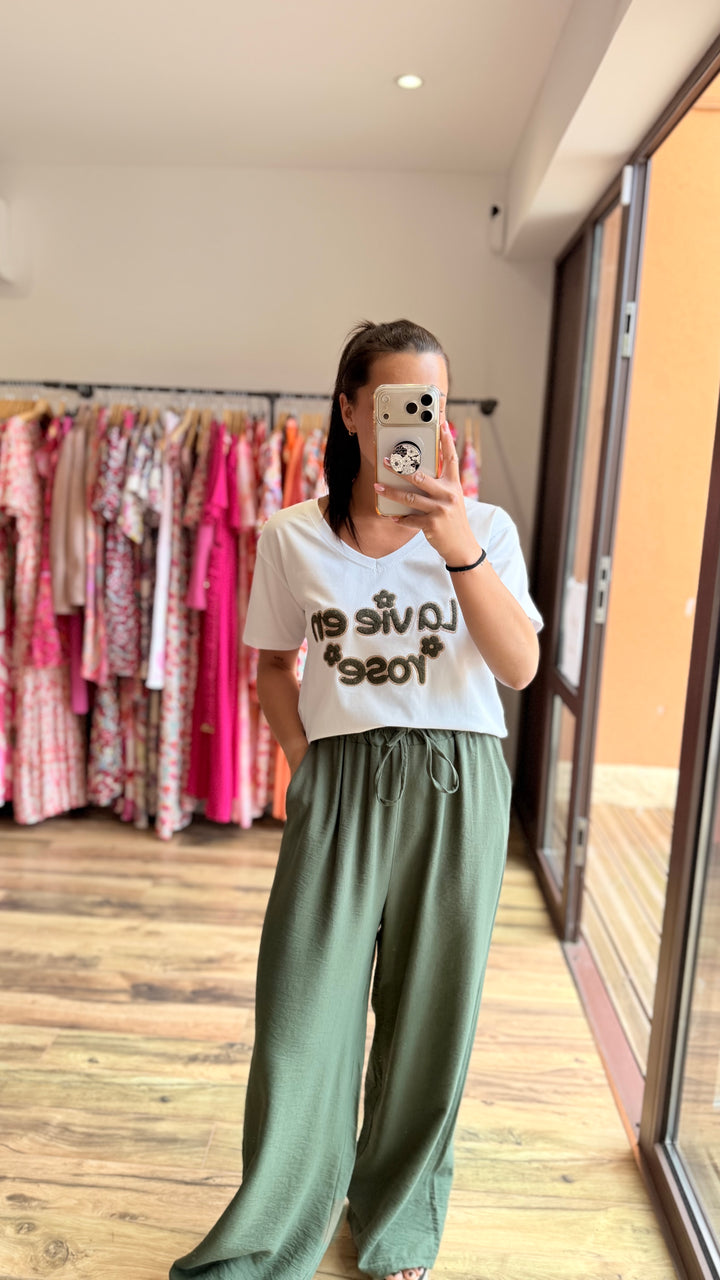 Teeshirt la vie en rose kaki CURVY