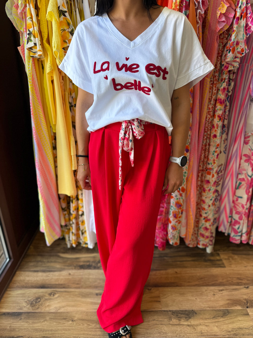 Teeshirt la vie est belle rouge