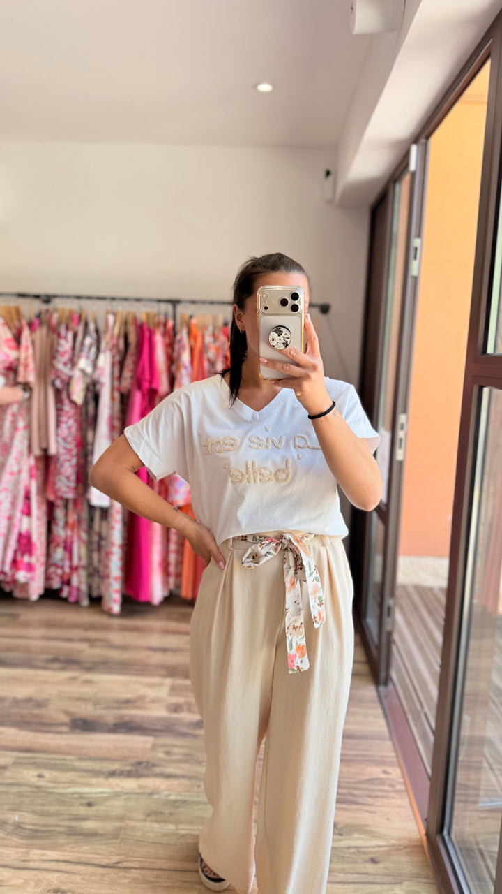 Teeshirt la vie est belle beige