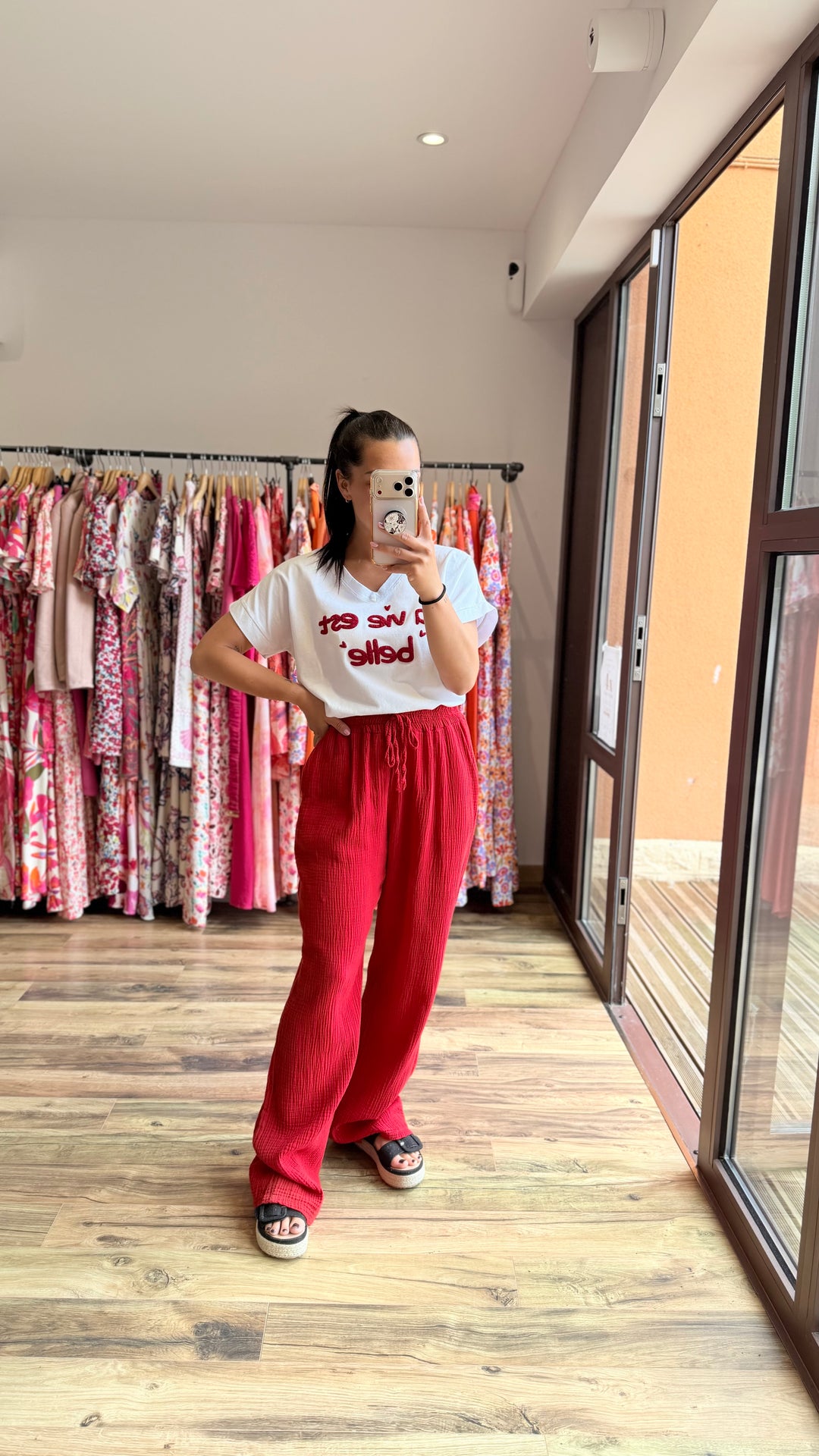 Teeshirt la vie est belle rouge
