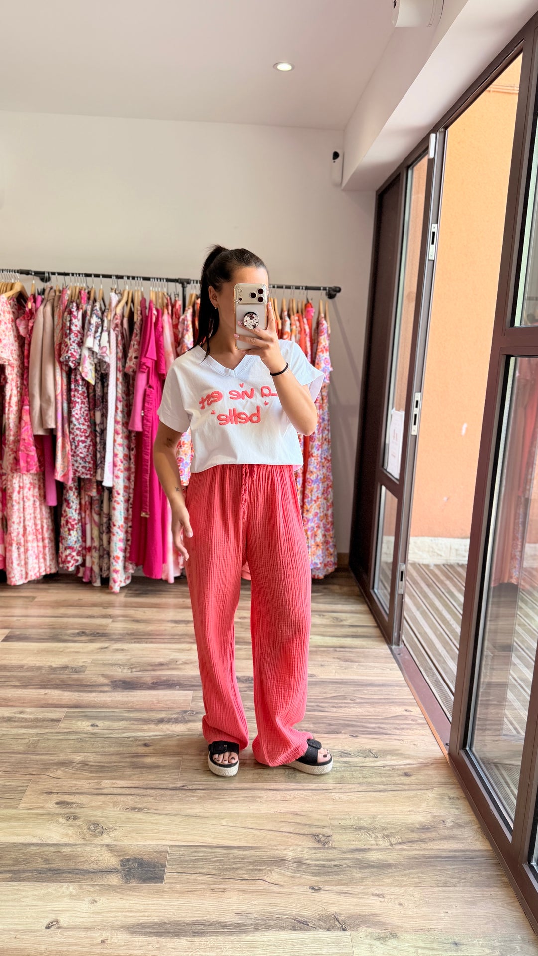 Teeshirt la vie est belle corail