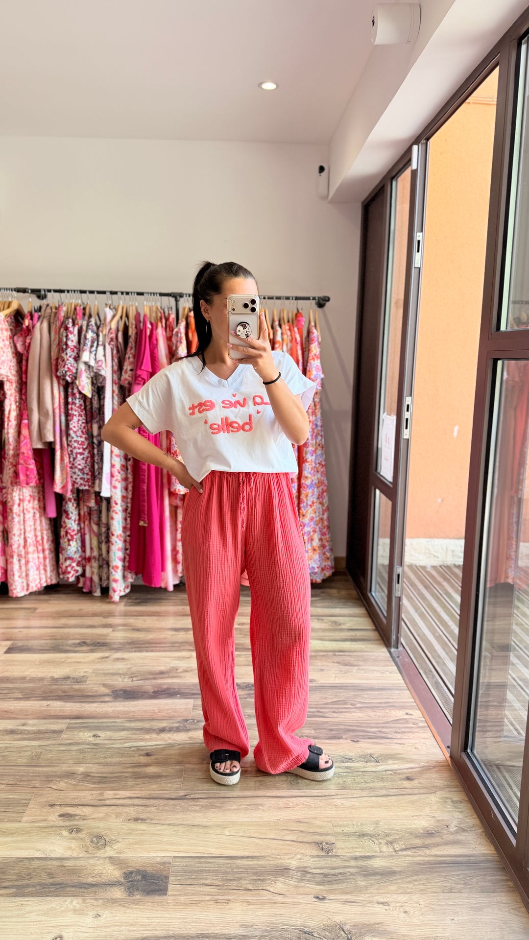 Teeshirt la vie est belle corail