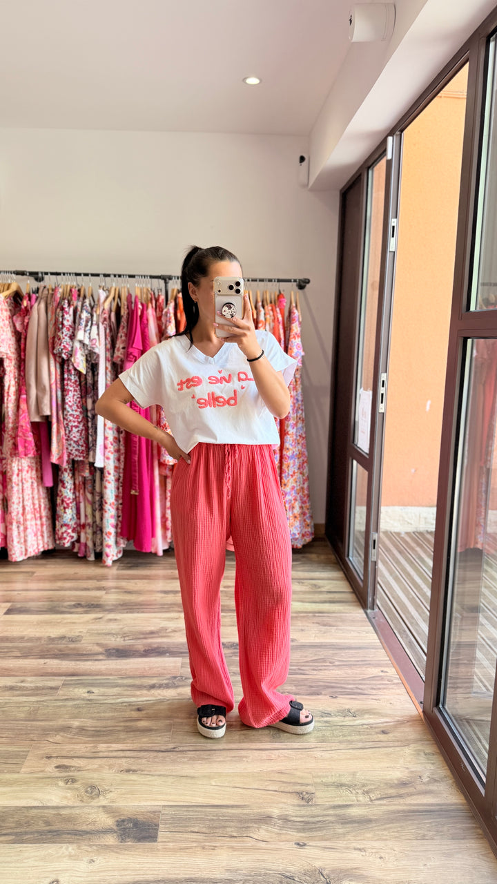 Teeshirt la vie est belle corail