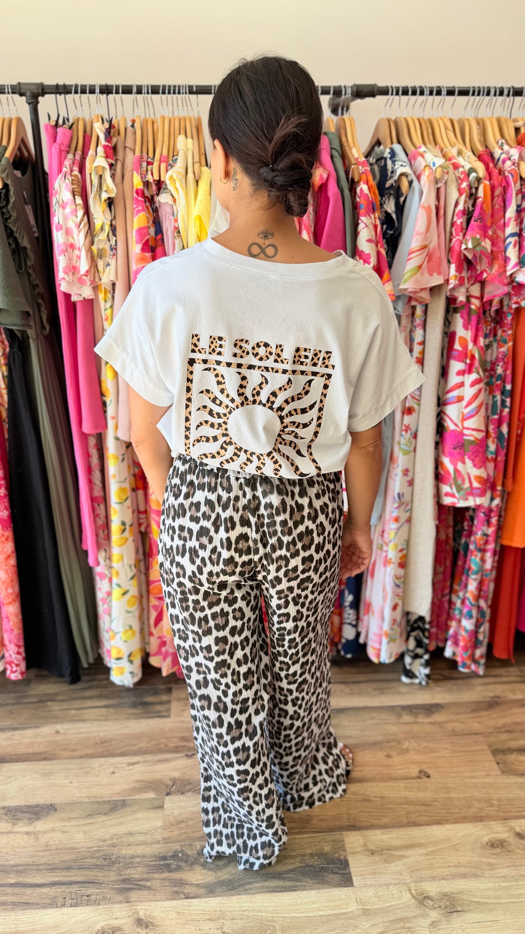 Pantalon gaze coton Léopard