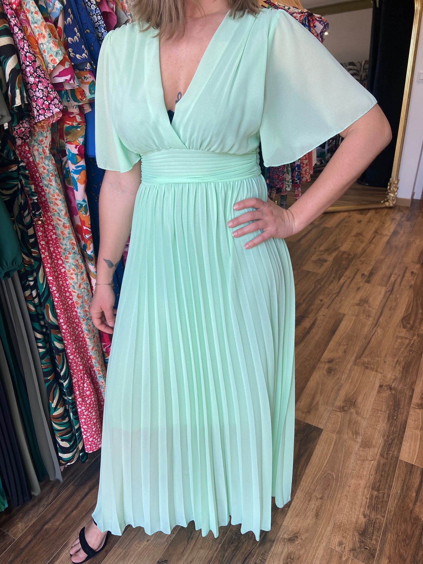 Robe longue Aglaé vert d’eau