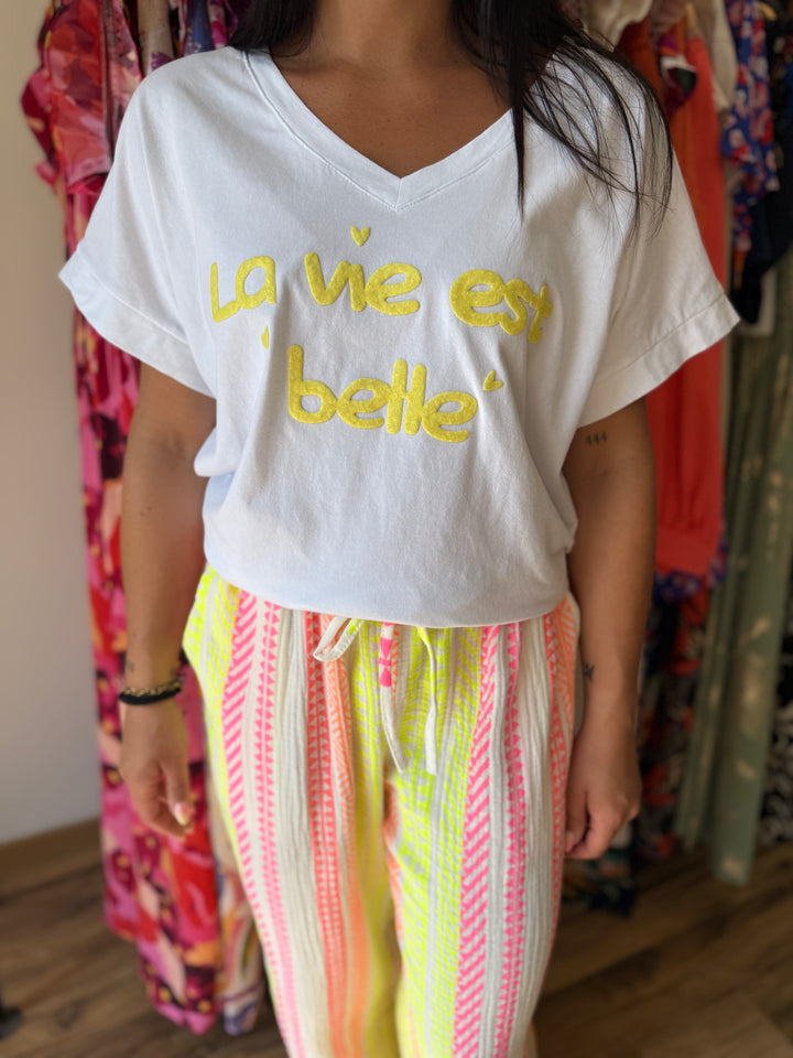Teeshirt la vie est belle jaune