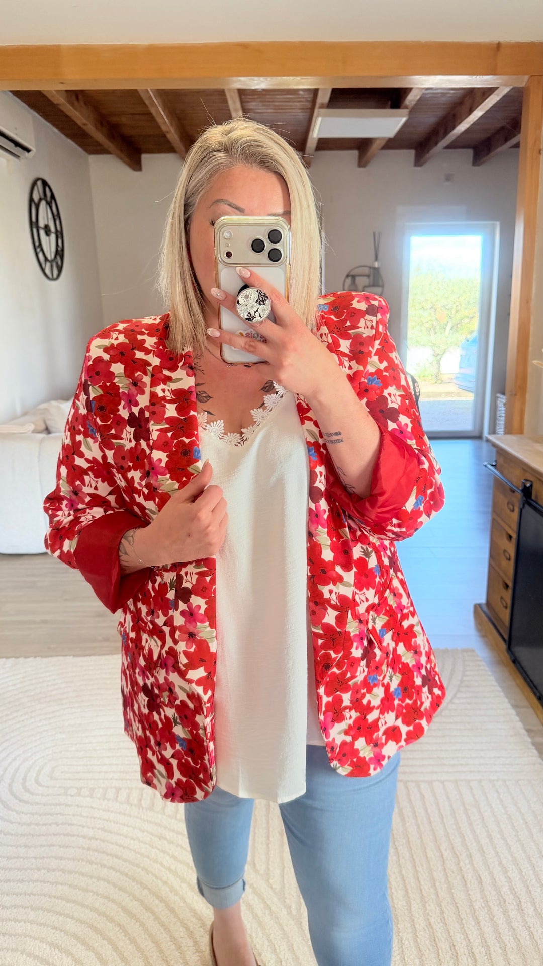 Blazer fleuri rouge TU 48/52