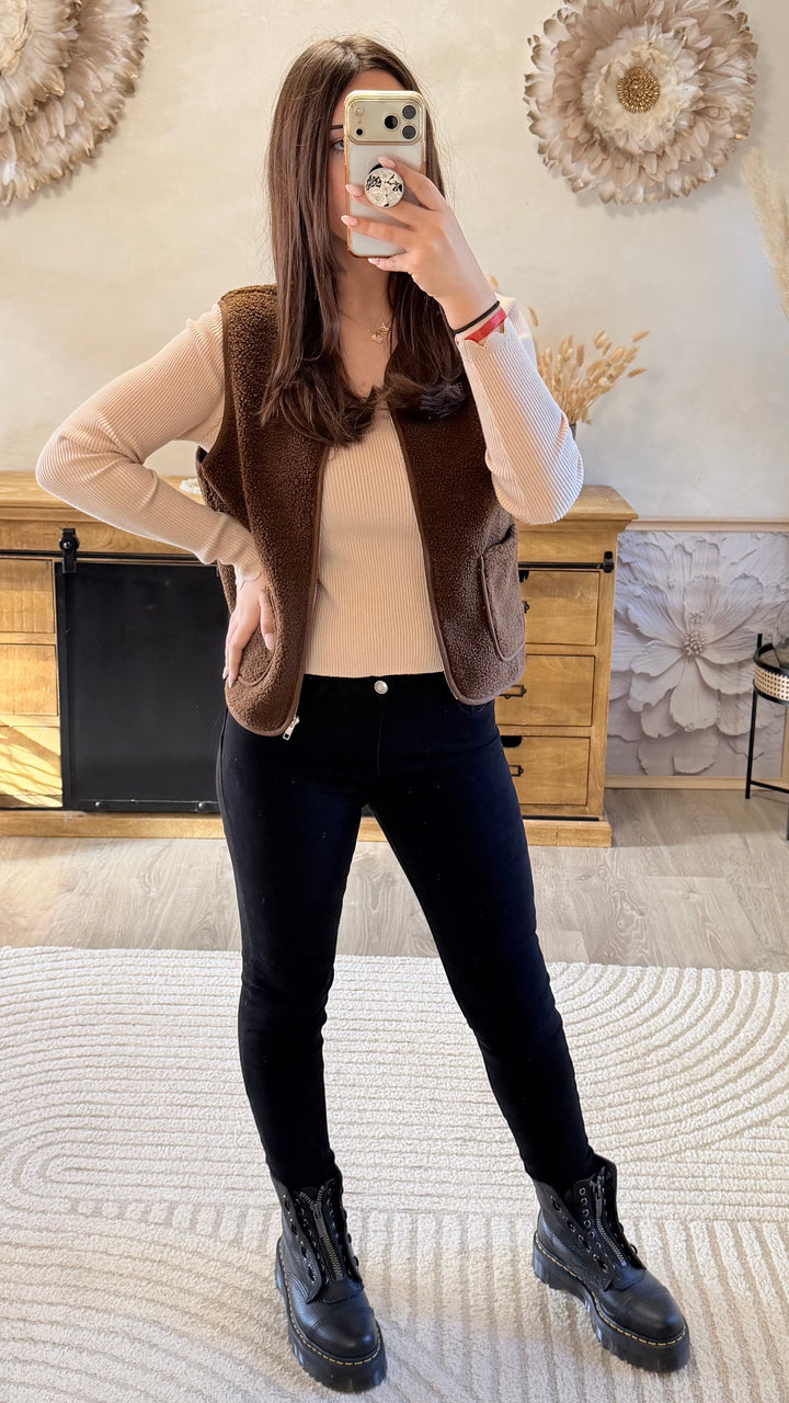 Pull fin Simah beige