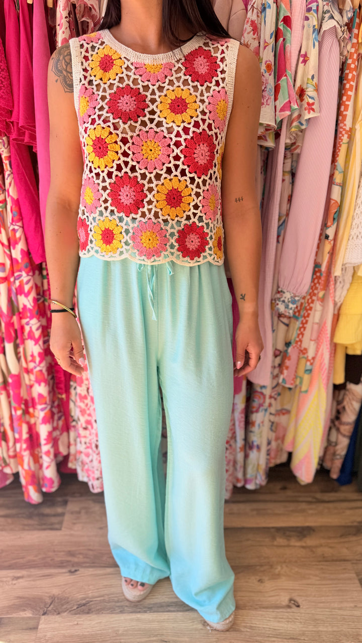 Pantalon Mopy turquoise/vert d’eau