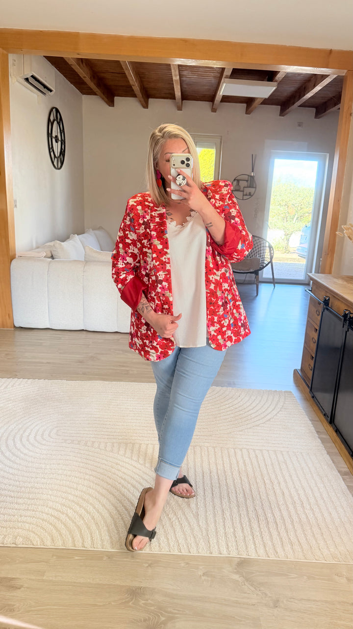 Blazer fleuri rouge TU 48/52