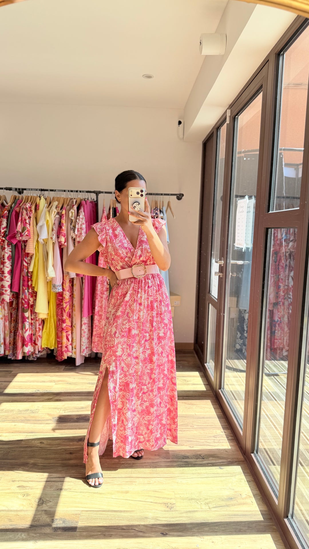 Robe longue Roman CURVY rose