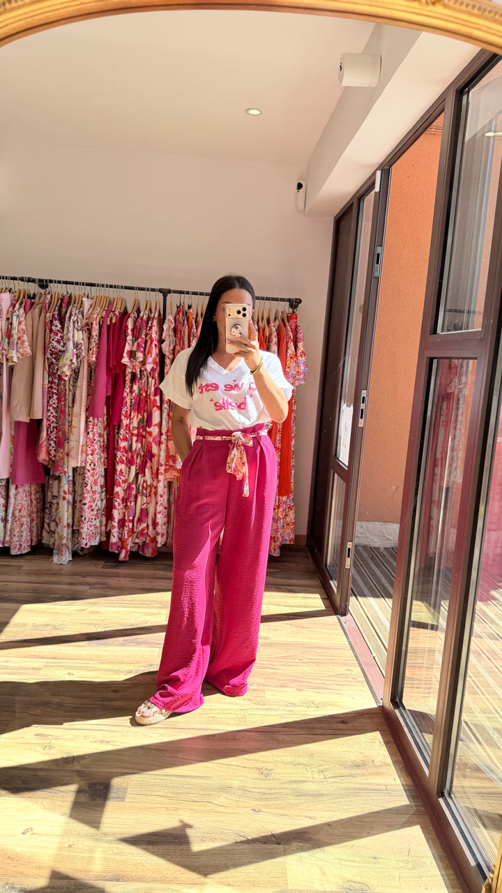 Teeshirt la vie est belle fushia