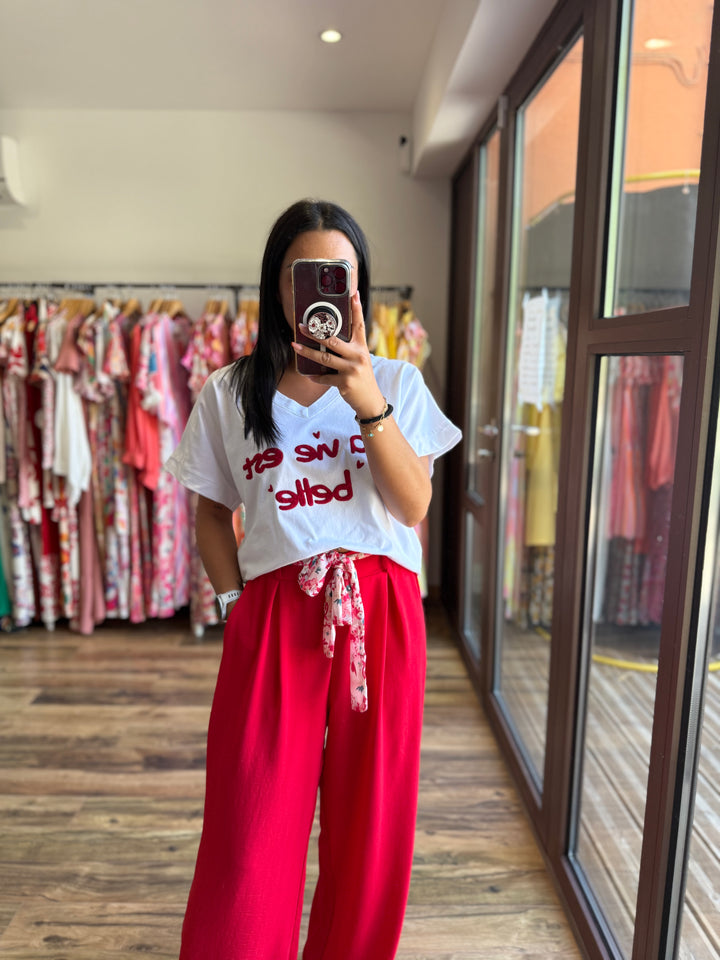 Teeshirt la vie est belle rouge