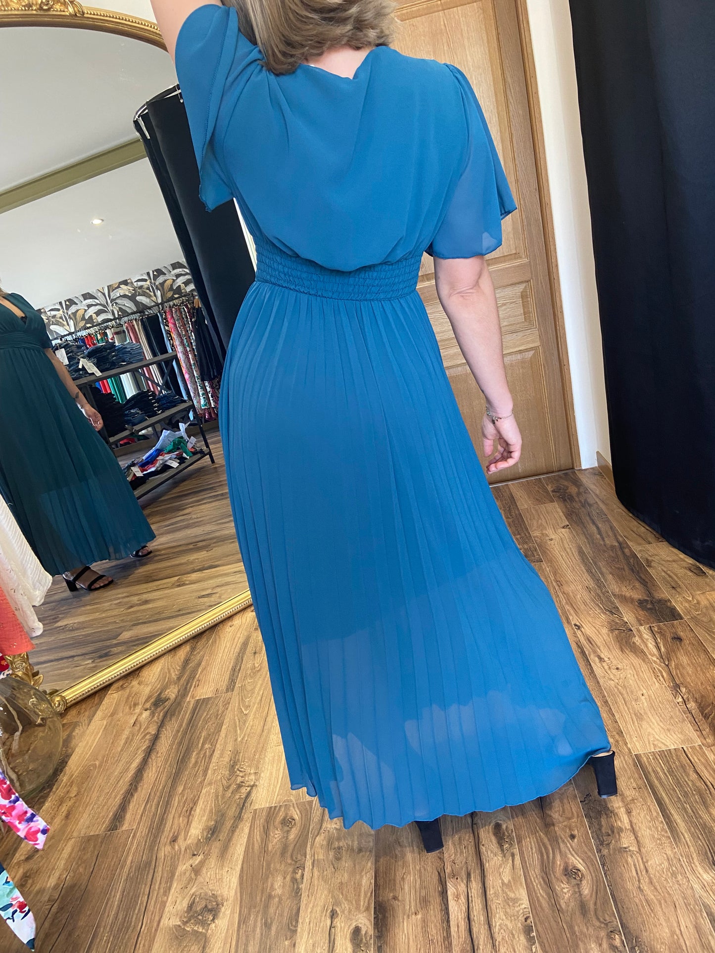 Robe longue Aglaé bleu canard