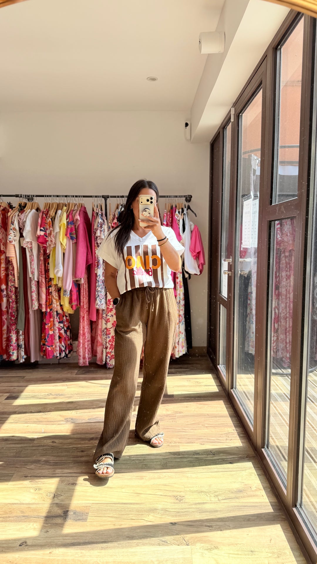 Pantalon gaze de coton Chocolat