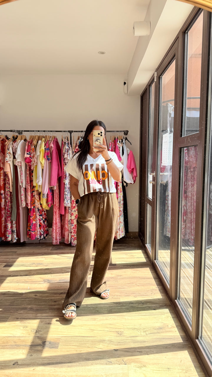 Pantalon gaze de coton Chocolat