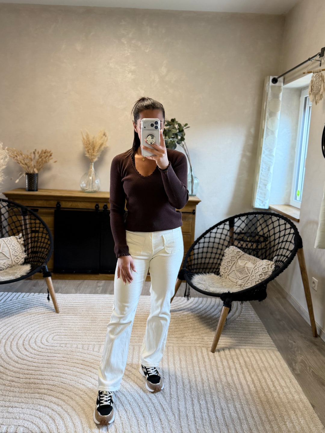 Pull fin Aragone chocolat