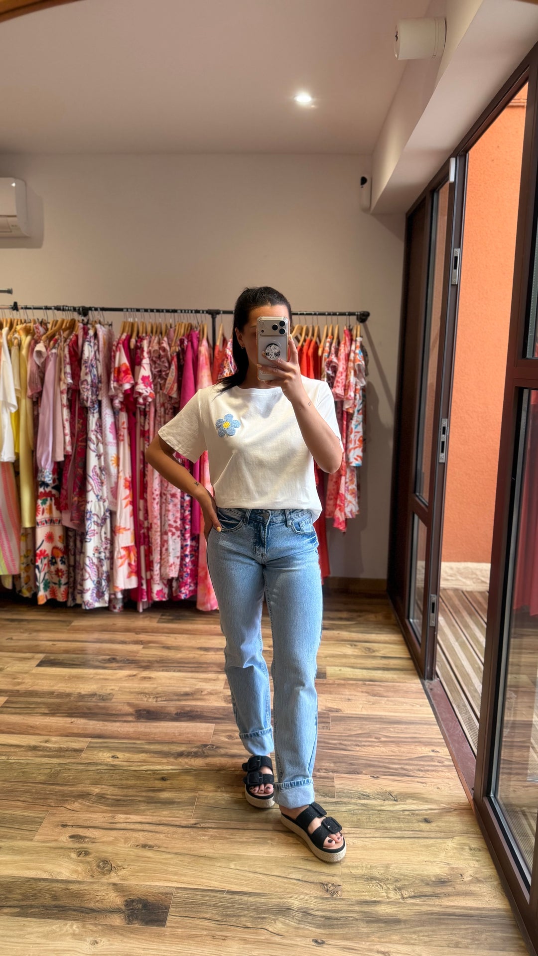 Teeshirt fleur blanc / bleu