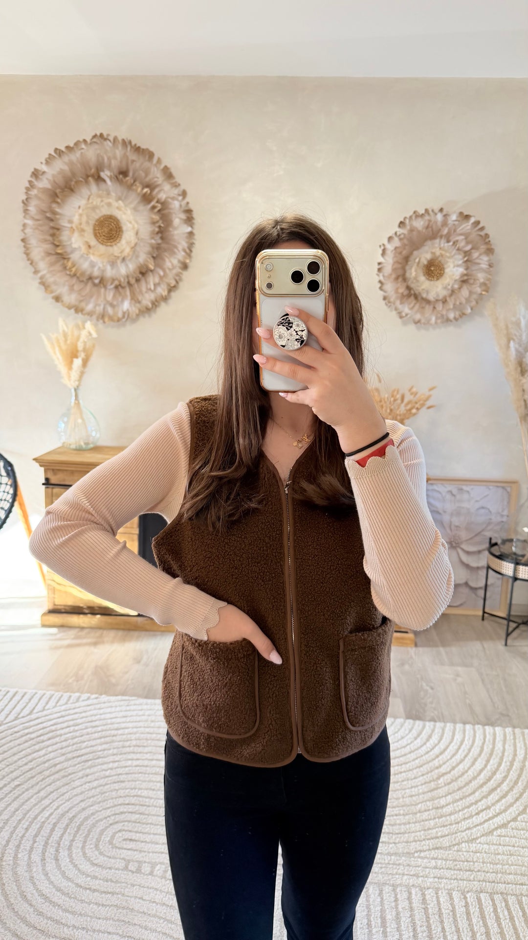 Pull fin Simah beige