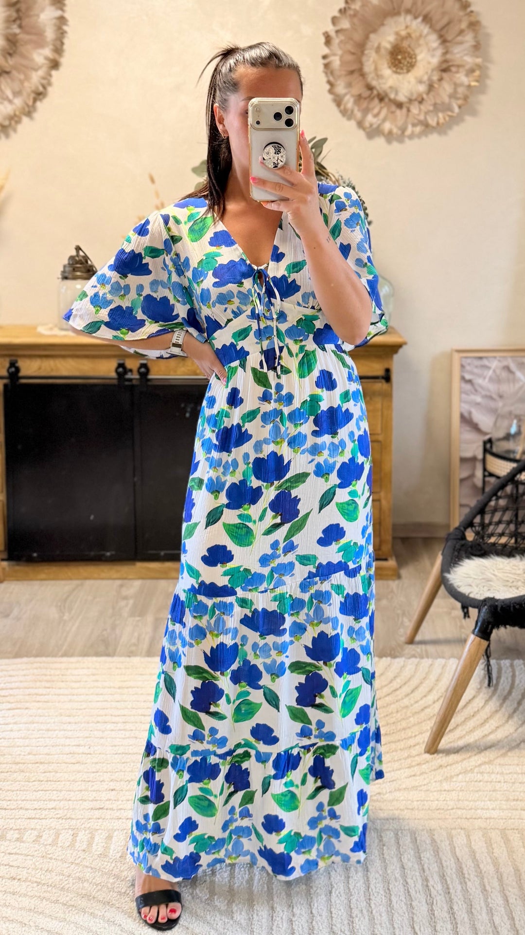 Robe longue Cassandre bleu CURVY