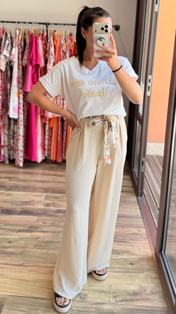 Teeshirt la vie est belle beige