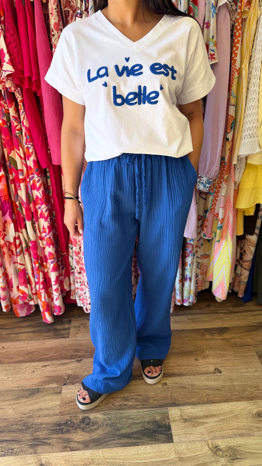 Teeshirt la vie est belle bleu roi