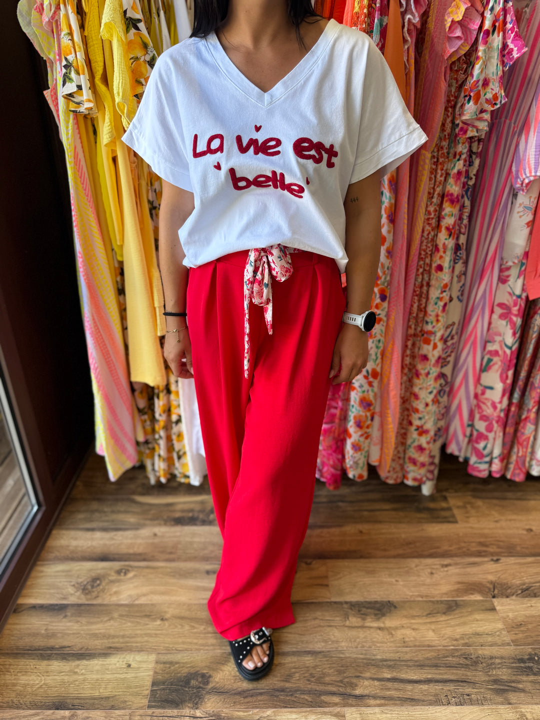 Teeshirt la vie est belle rouge