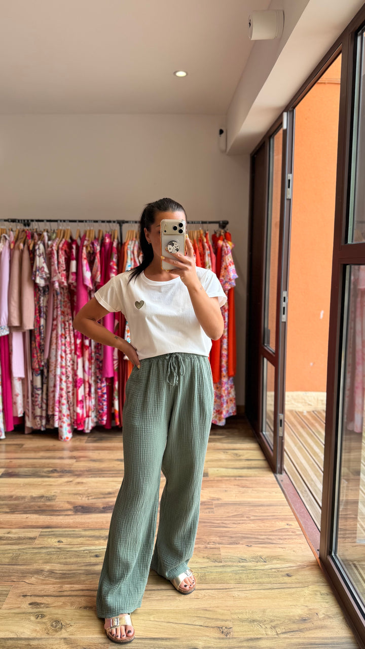 Teeshirt cœur kaki