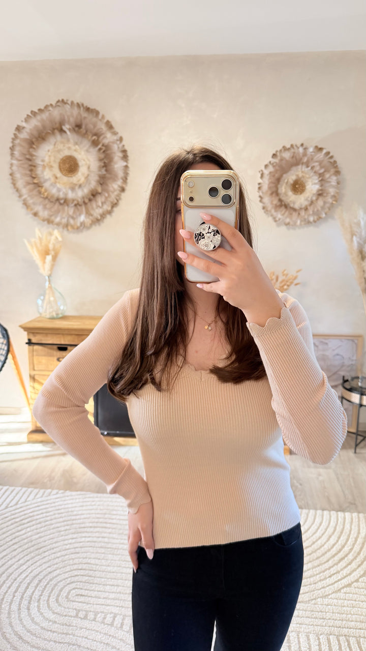 Pull fin Simah beige
