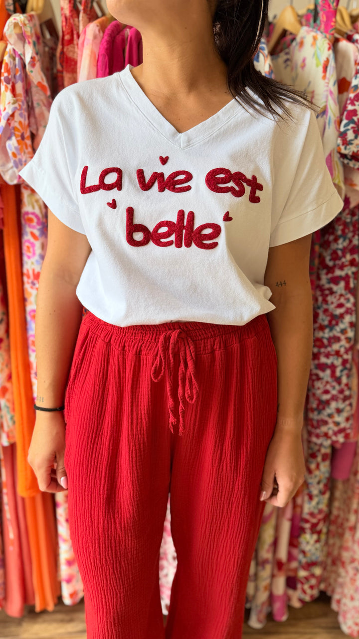Teeshirt la vie est belle rouge