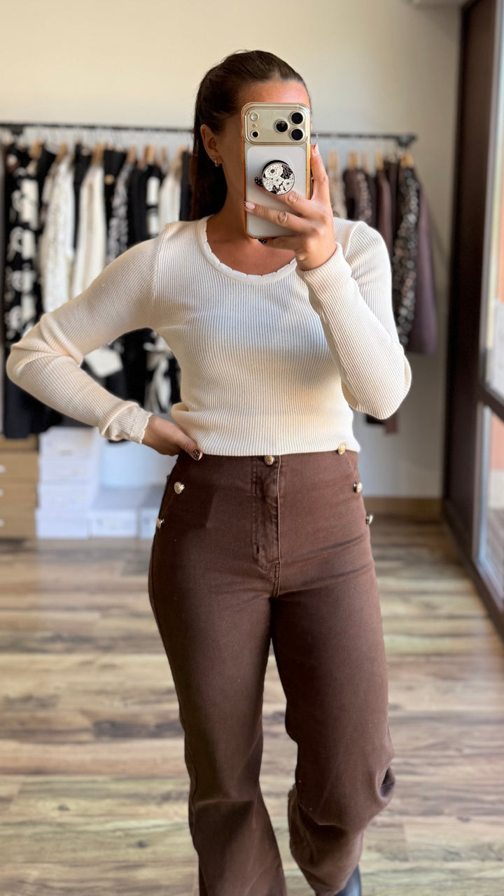 Pull fin Salomon beige