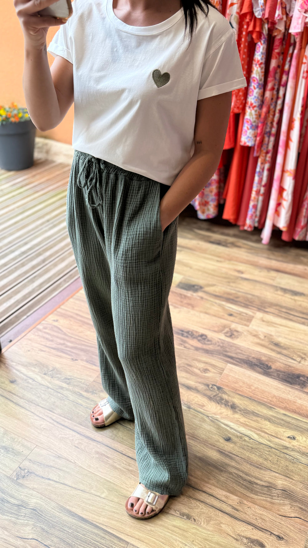 Teeshirt cœur kaki