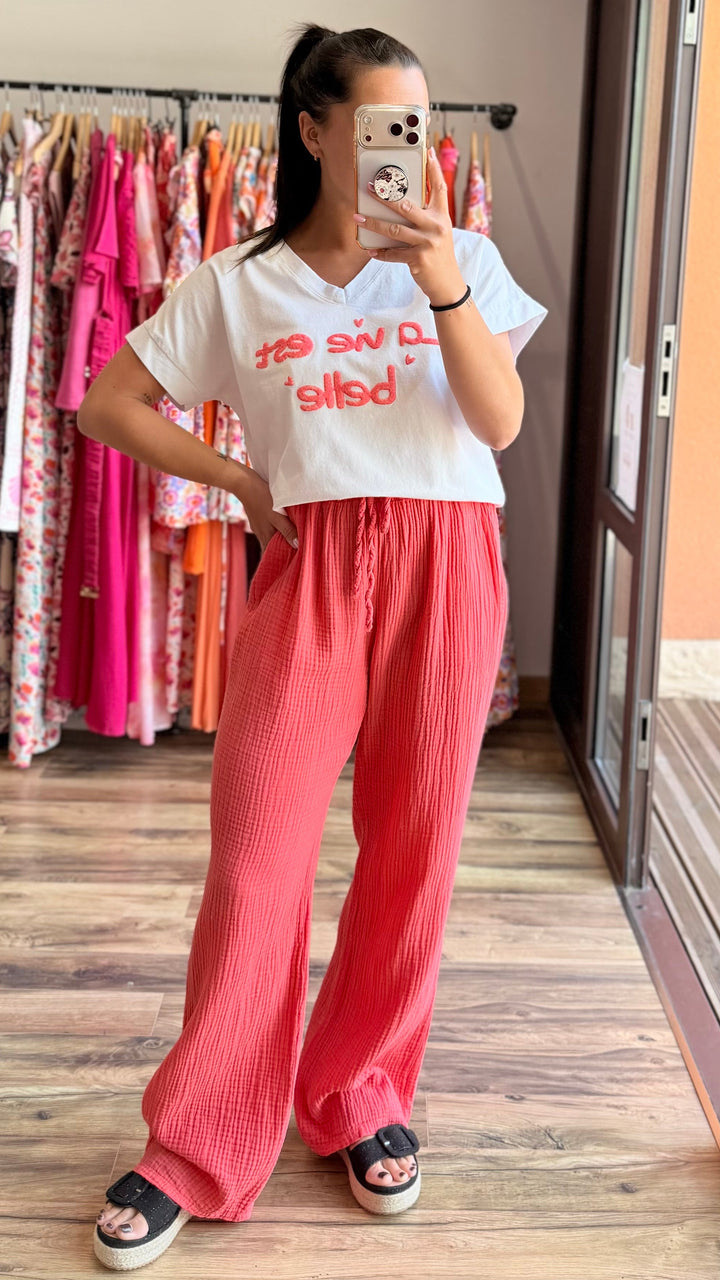 Teeshirt la vie est belle corail